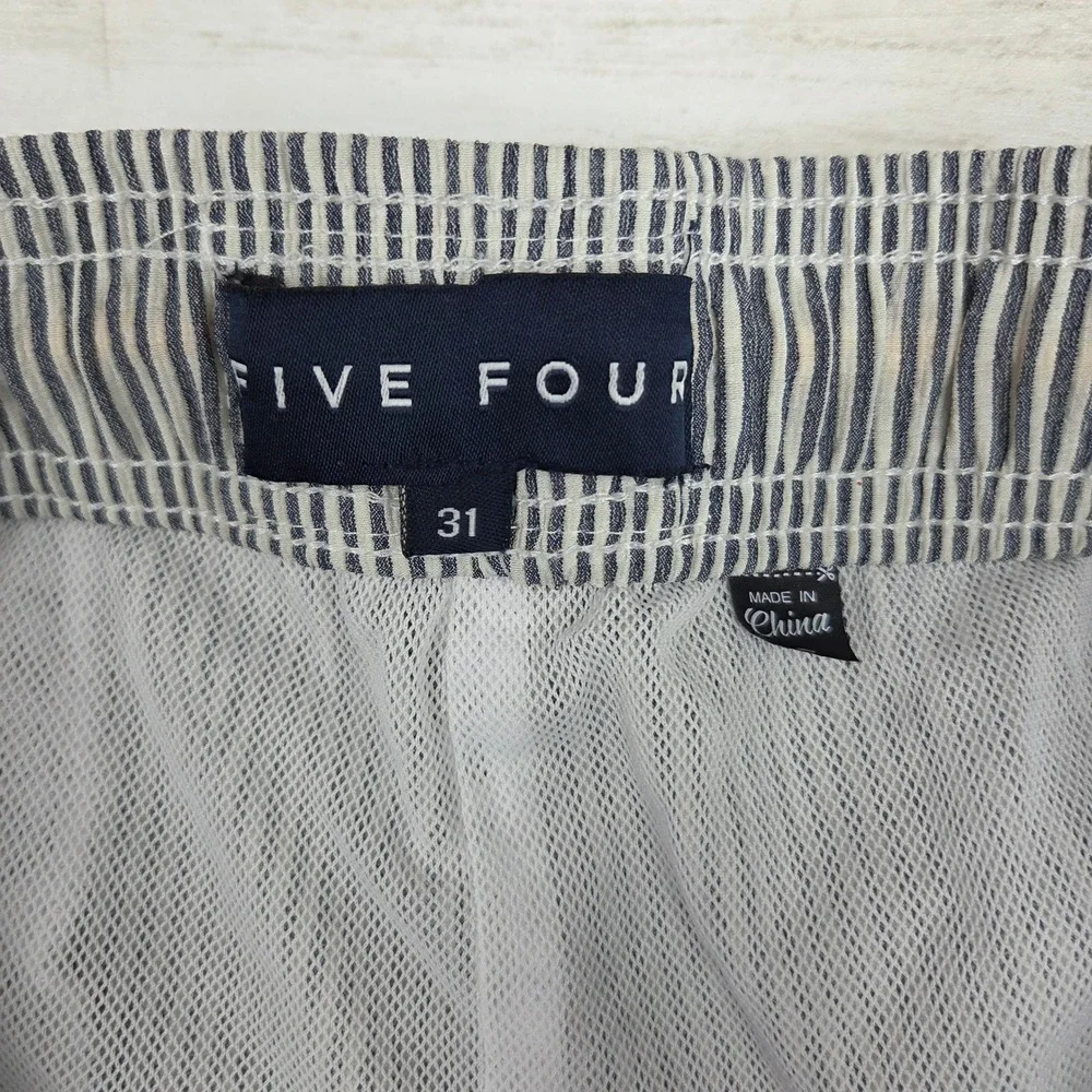Five Four‎ Swim Trunks Mens 31 Blue White Striped Modern Mesh Lined Drawstring